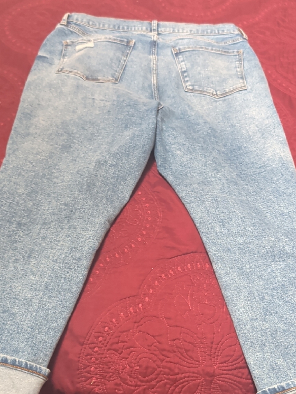 a.n.a Light Blue Boyfriend Ripped Jeans with Rolled Cuffs - Picture 5 of 5